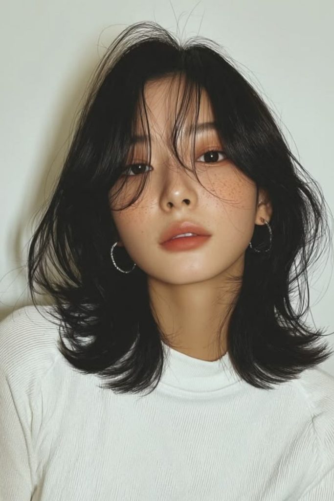 Korean-inspired airy Hush Cut style.
