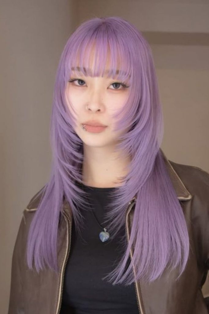 Lavender pastel dreamy hime hairstyle.