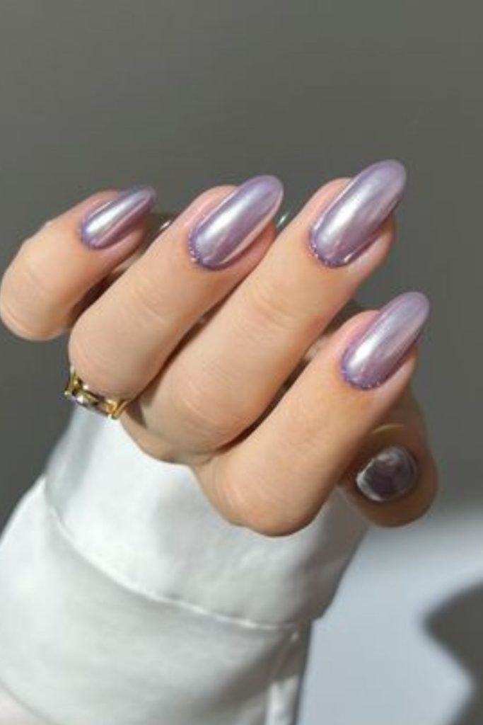 Lavender milk glazed donut nails.