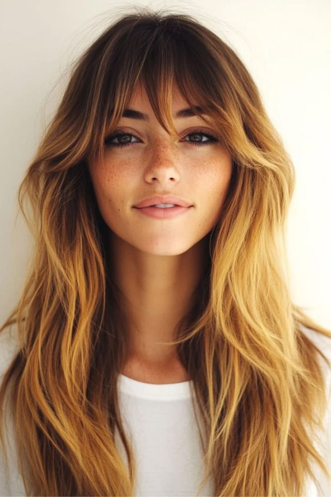 Long Birkin fringe with face layers.