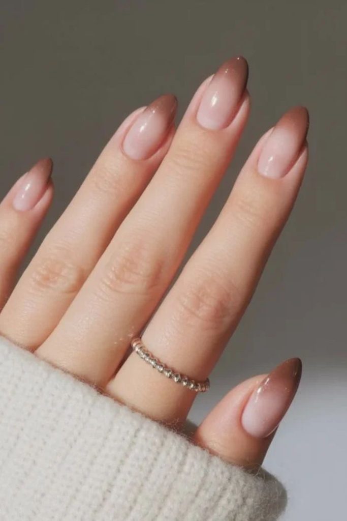 Maple latte French Thanksgiving manicure.