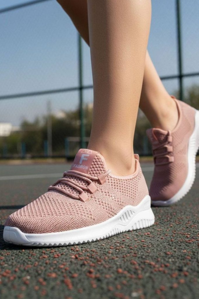 Breathable mesh athletic school sneakers.