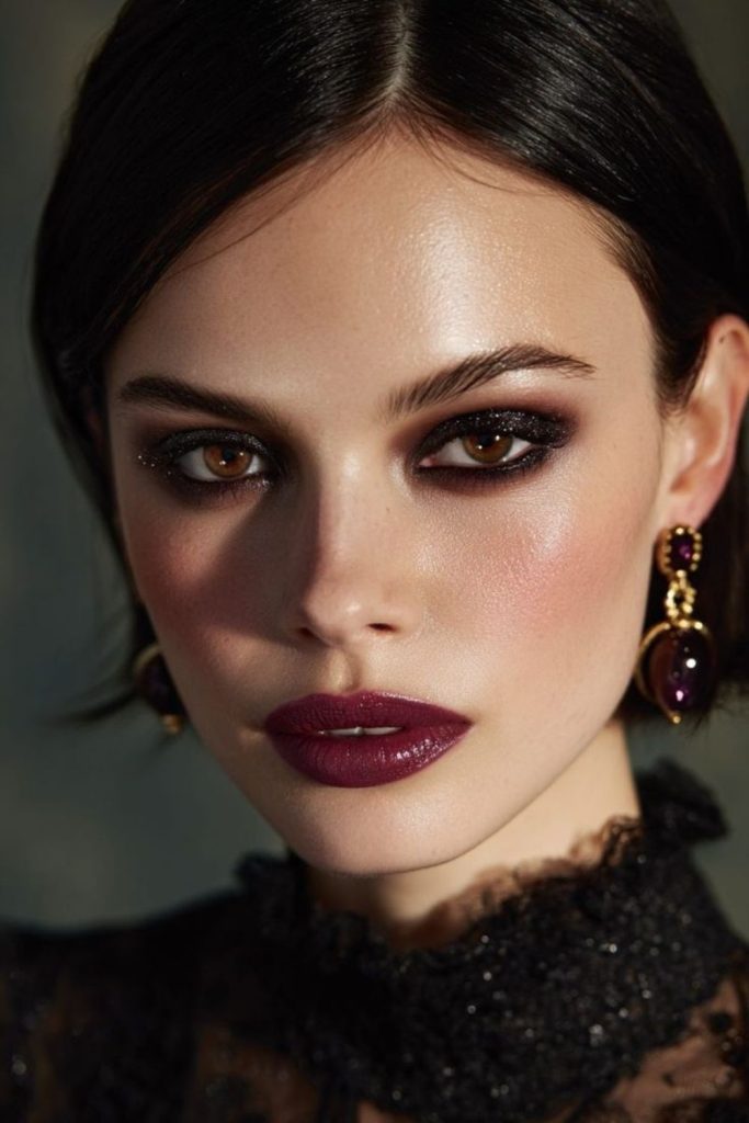 Midnight berry mist smoky makeup look.