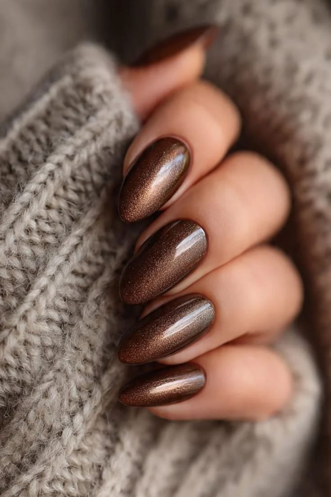 Mocha brown velvet kiss nails