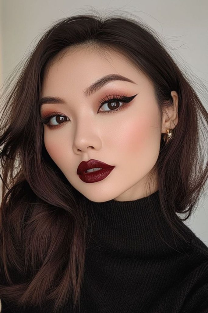 Mulberry after-dark elegant vampy makeup.