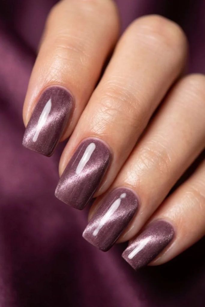 Plum velvet shimmer manicure style