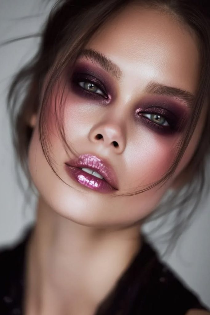 Poison plum gothic vamp makeup look.