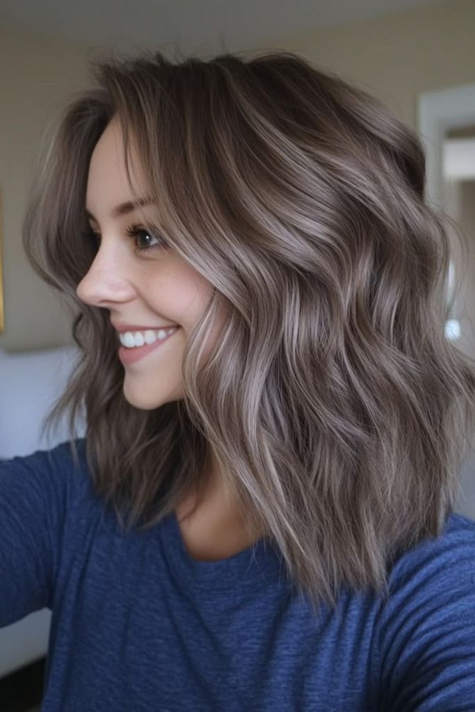 Rich mushroom brown melt with glossy waves.