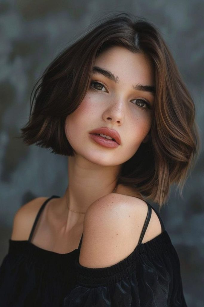 Soft curved Roman-inspired bob hairstyle.