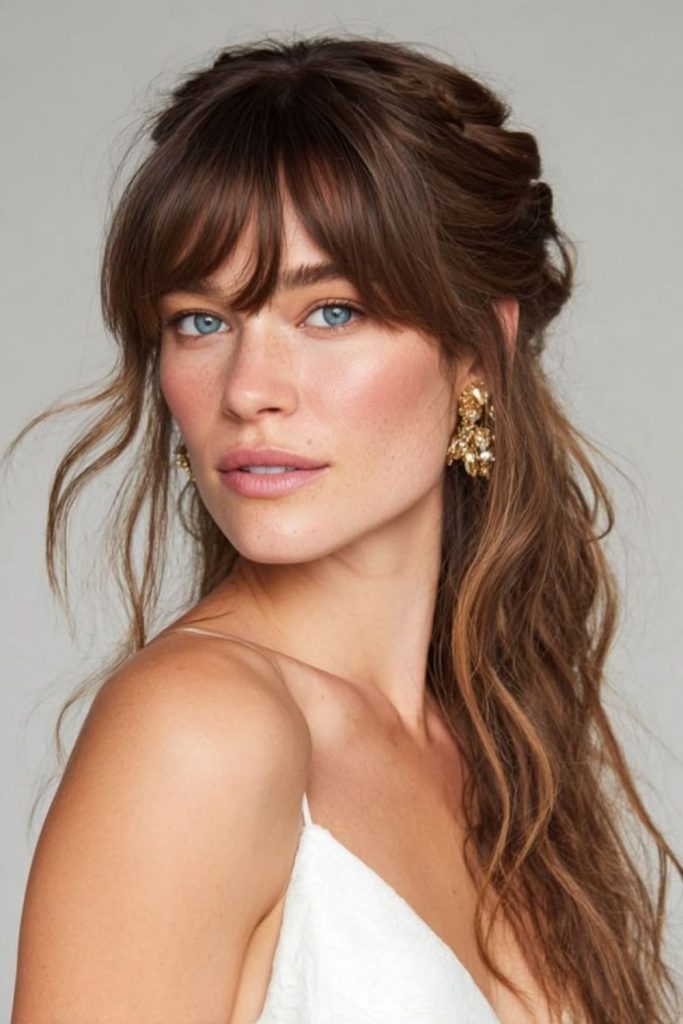 Romantic Birkin bangs with loose waves.