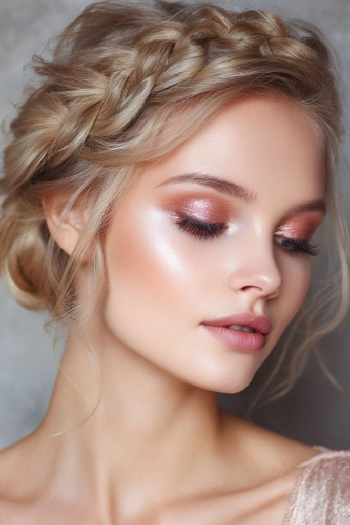 Rose ember sunset makeup look.