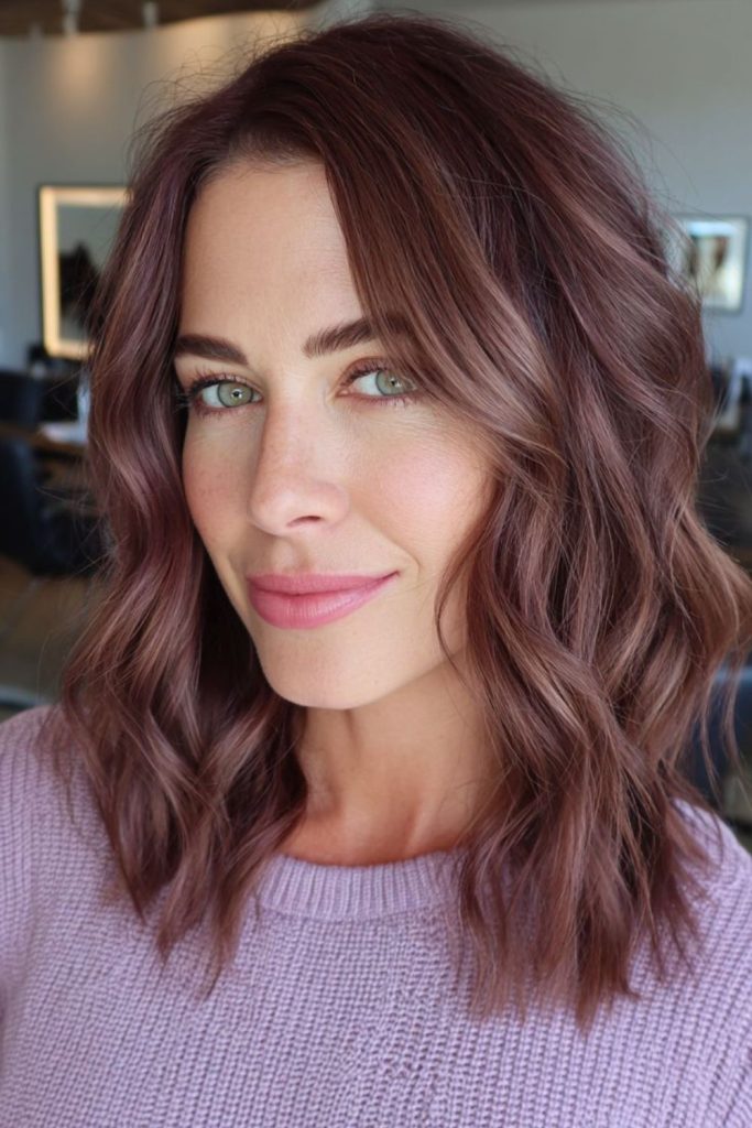 Elegant rosewood brunette hair color.