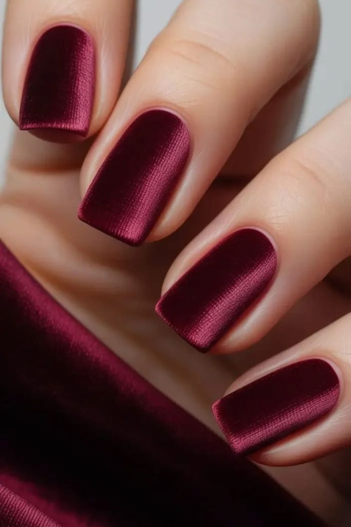 Rosewood velvet shimmer nail design