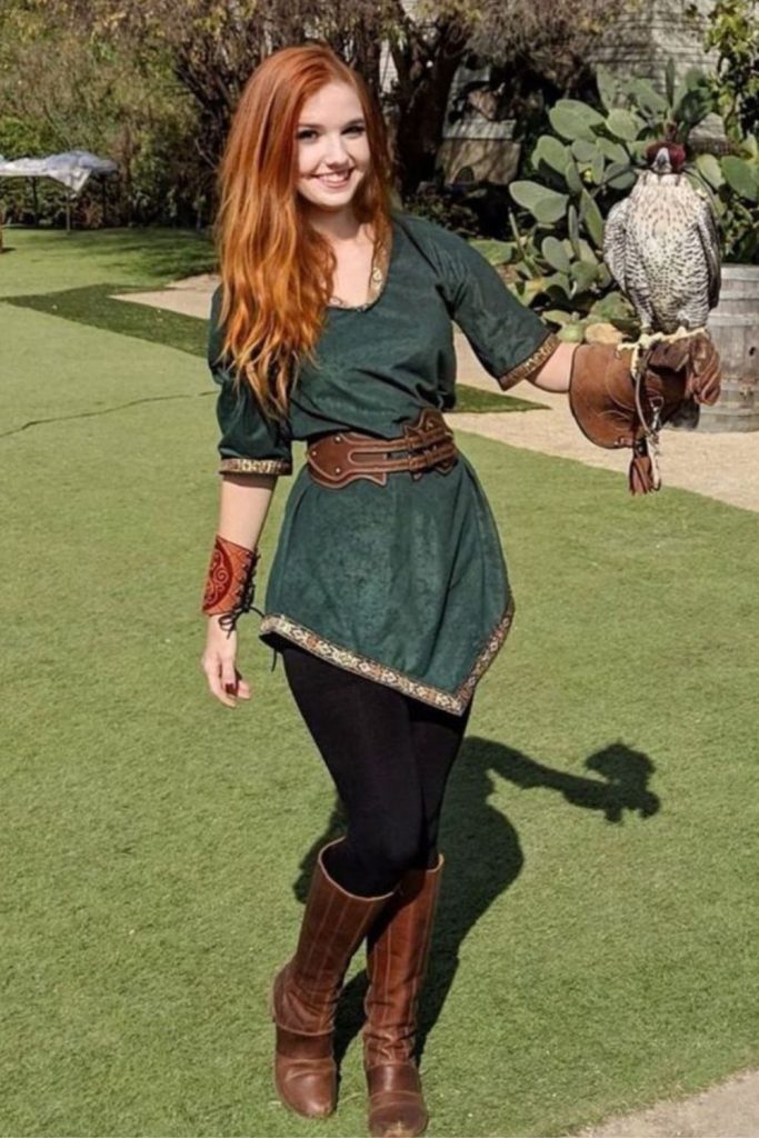 Scarlet forest huntress costume for women.