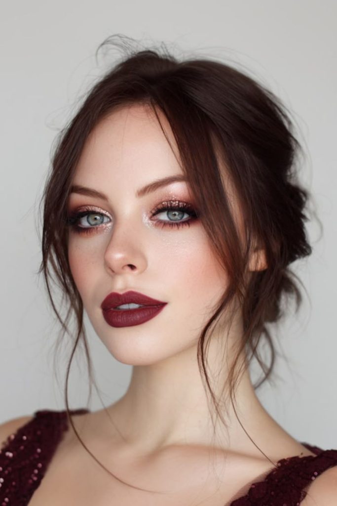 Scarlet smoky black vampy makeup look.