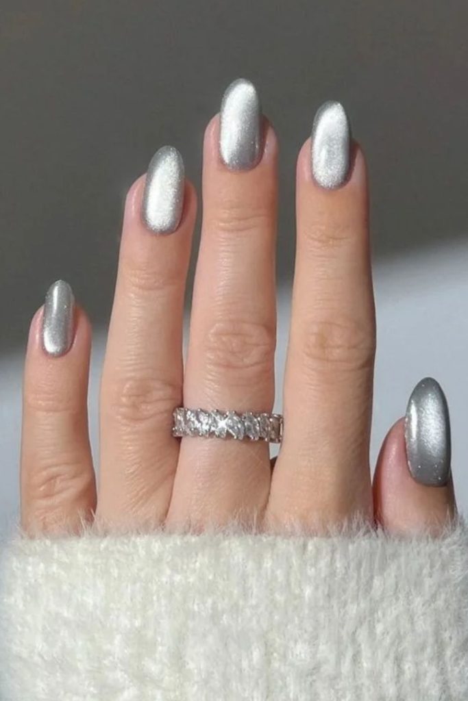 Silver moon velvet magnetic manicure
