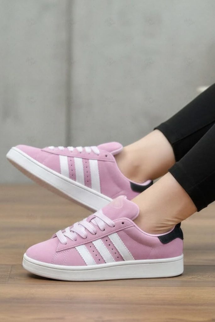 Soft pink lifestyle fashion sneakers.