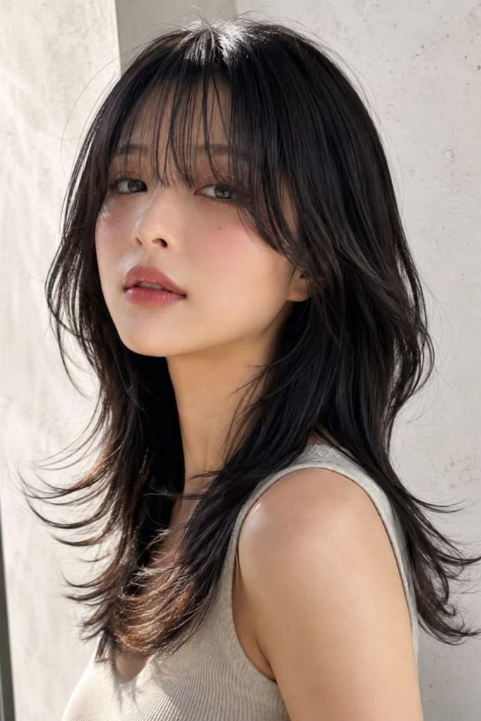 Straight sleek Hush Cut hairstyle.