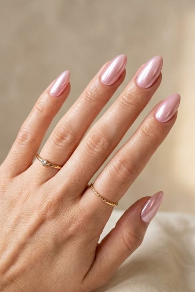 Strawberry milk glazed donut nails.