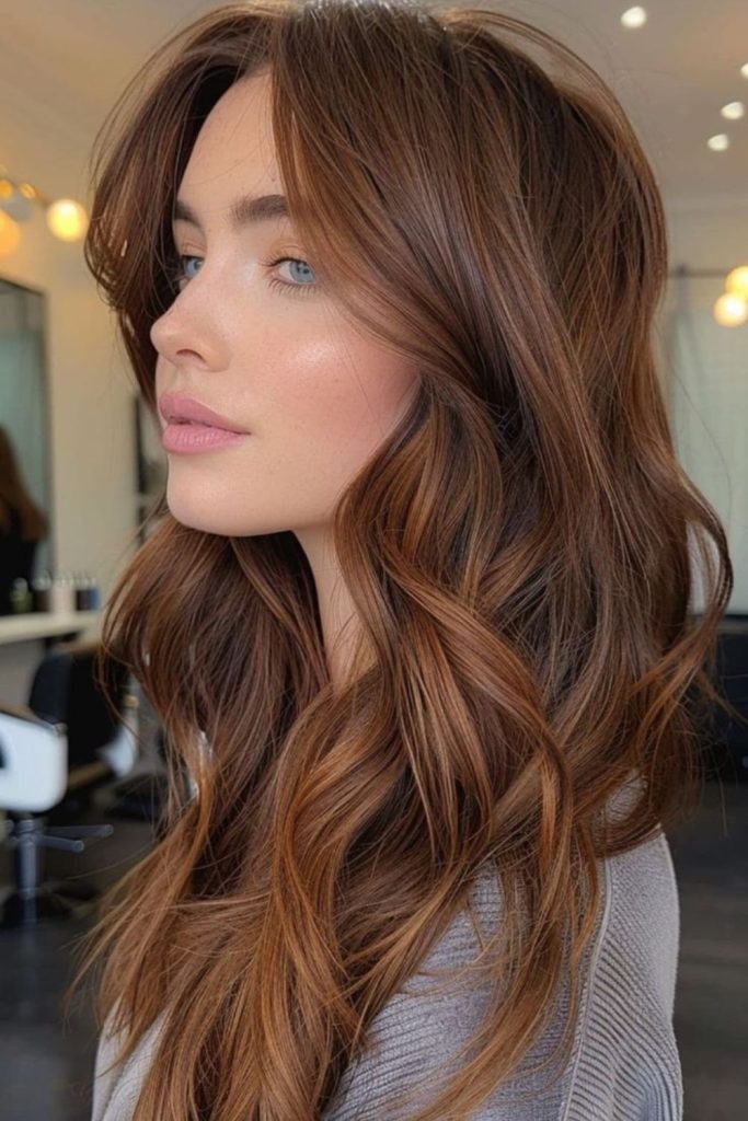 Strawberry mocha melt brunette hair color.