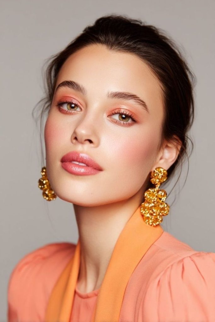 Sunset latte glam makeup style.