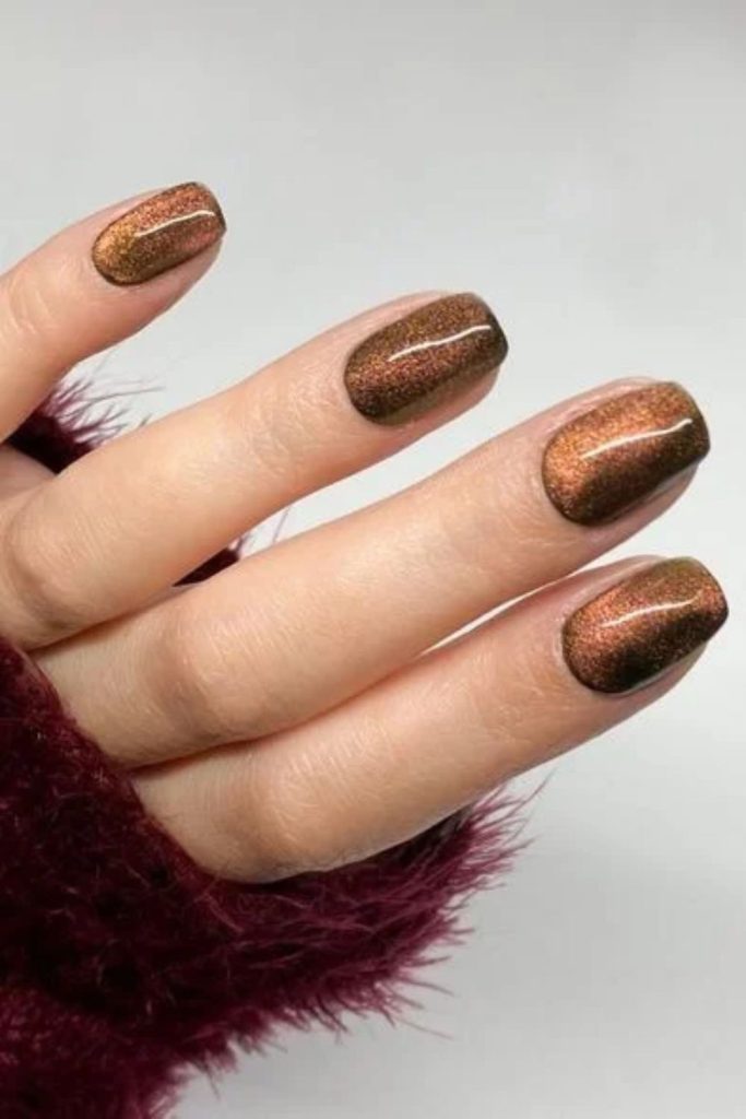 Sweet potato velvet Thanksgiving manicure.