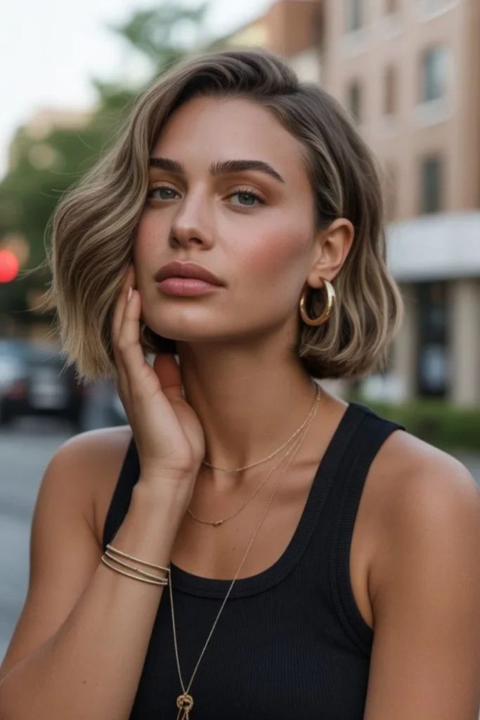 Warm Tuscan honey bob haircut.