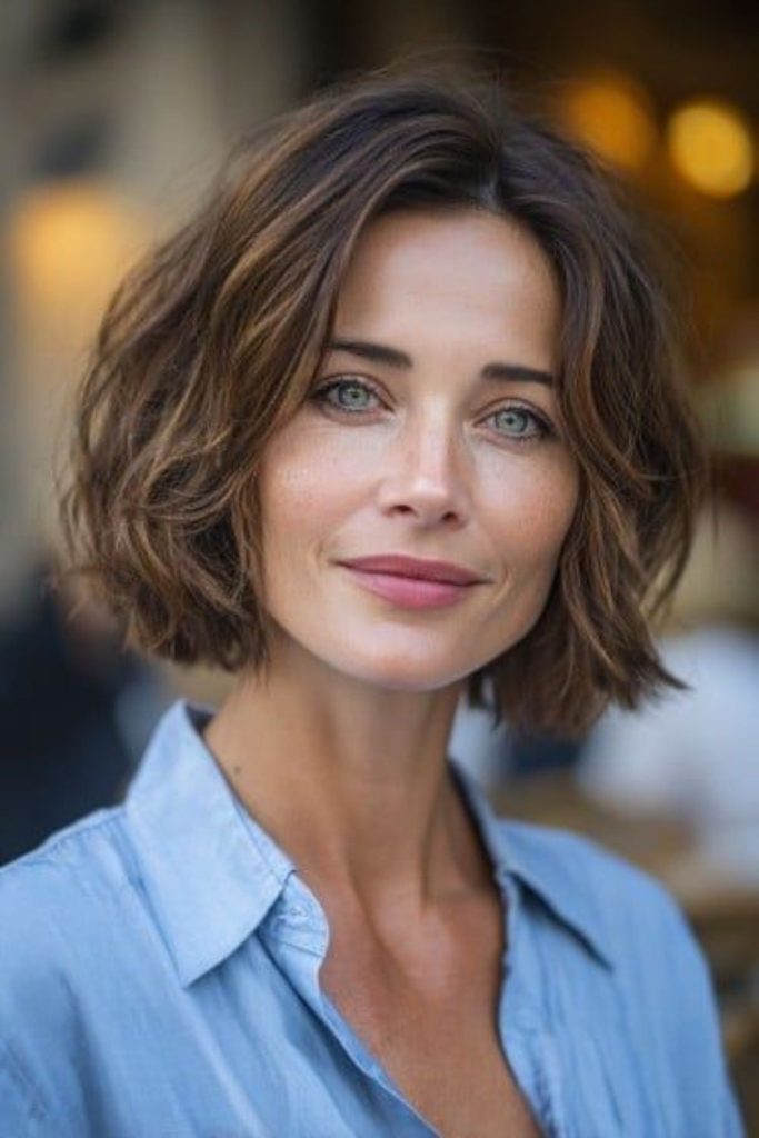 Tousled Tuscan Italian bob hairstyle.