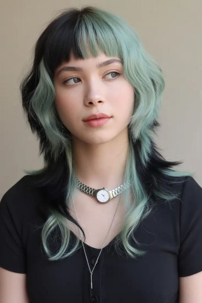 Two tone jellyfish haircut with layers.