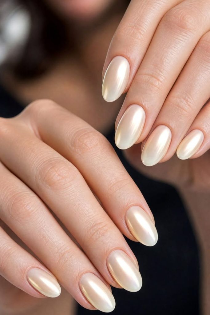 Vanilla cream glazed donut nails.