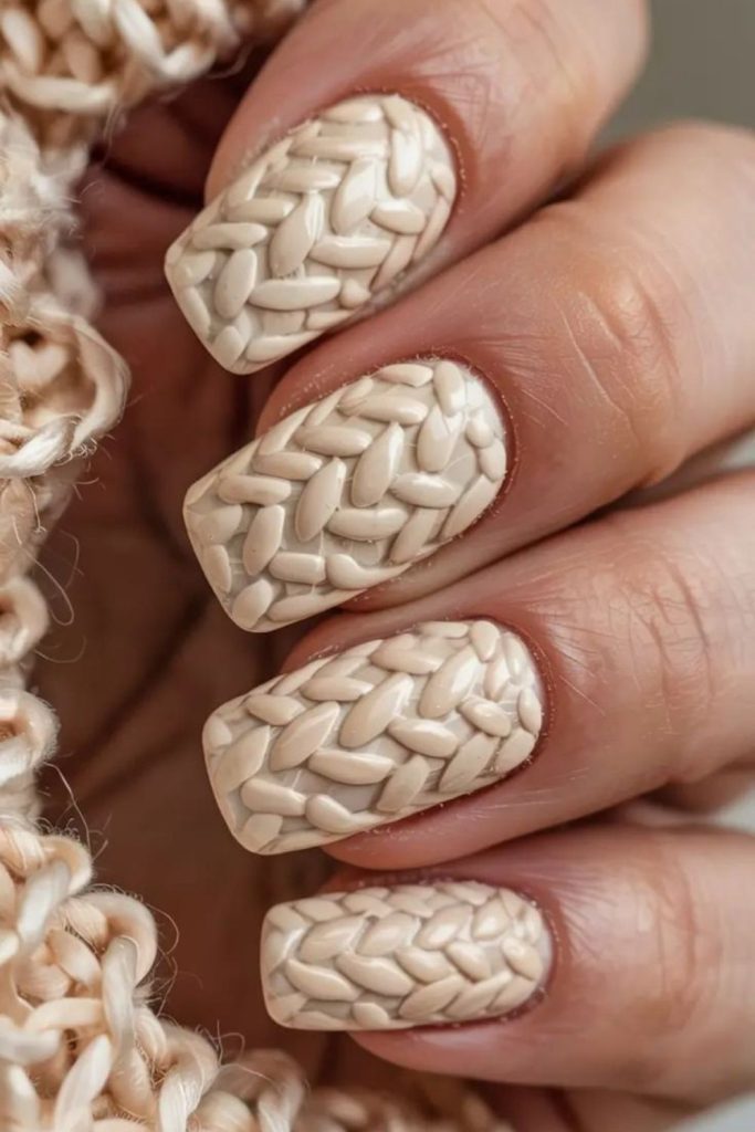 Vanilla latte knit sweater nails.