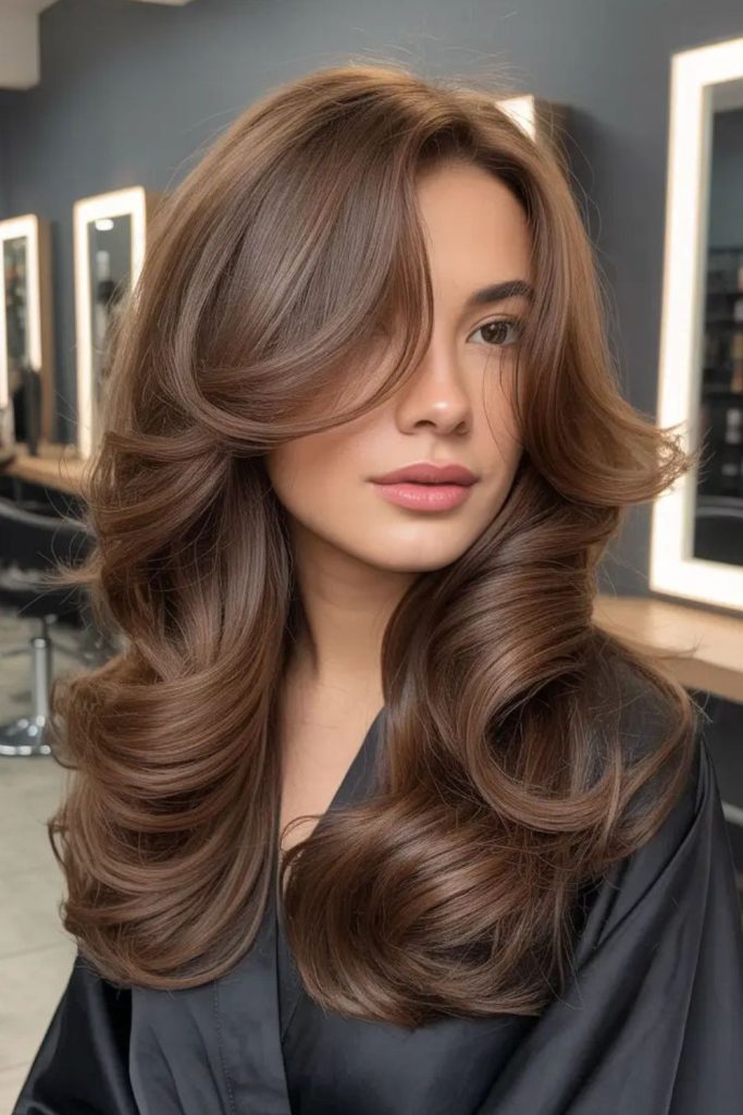 Velvety hazelnut teddy brown hairstyle.