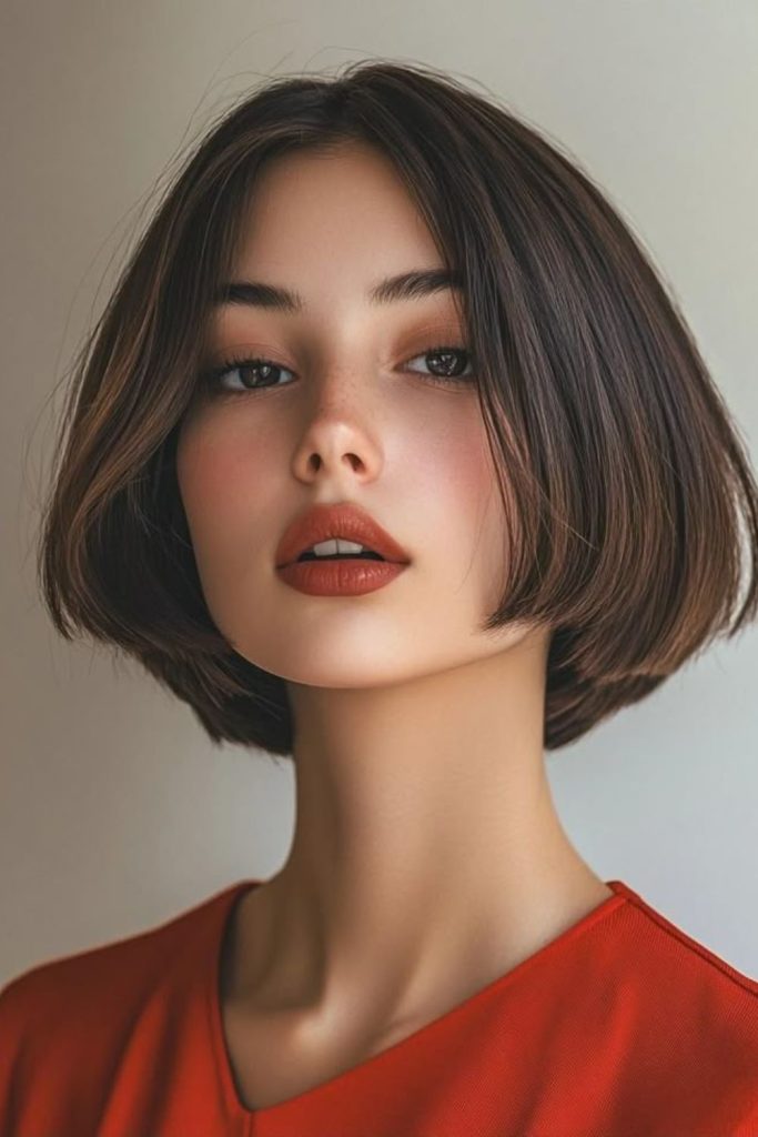 Luxurious Venetian velvet bob haircut.