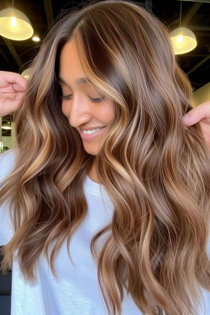 Warm latte teddy brunette hair.