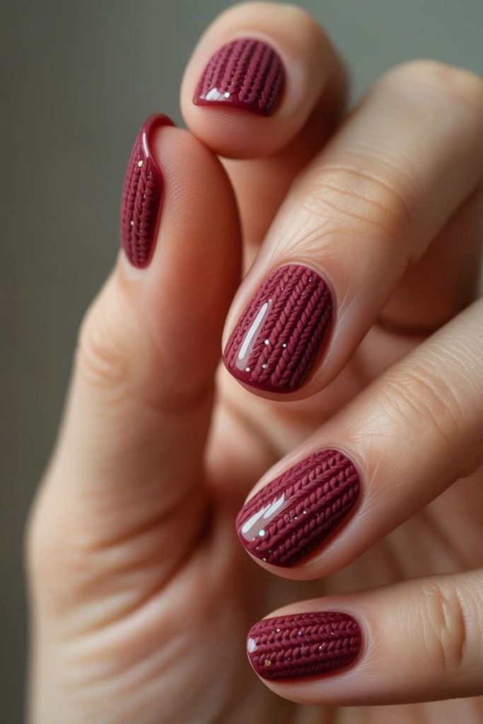 Winterberry knitted sweater nail design.