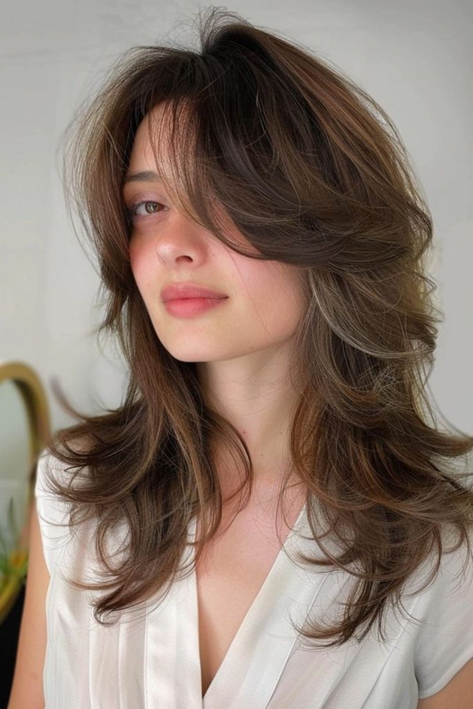 Wispy curtain Hush Cut hairstyle.