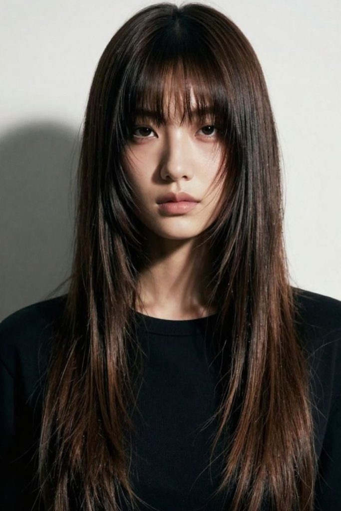 Wispy layered modern hime hairstyle.