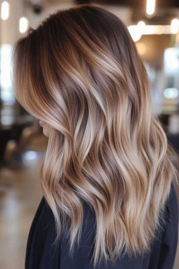Almond chai balayage with soft highlights.