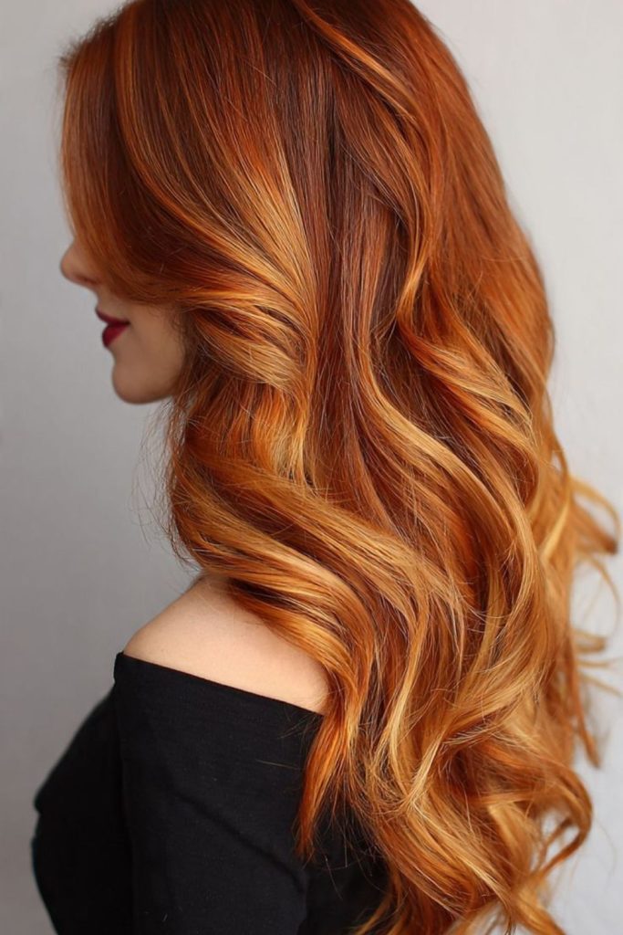 Autumn pumpkin flame hair color