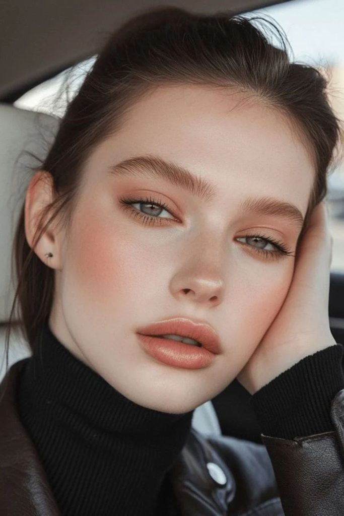 Barely-there natural doe eye makeup.