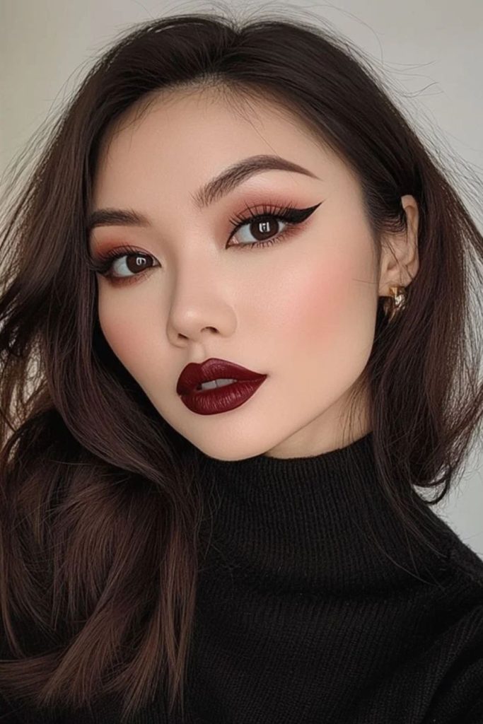 Black cherry sultry siren eyes makeup.