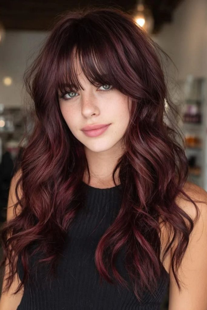 Black cherry layered shag haircut