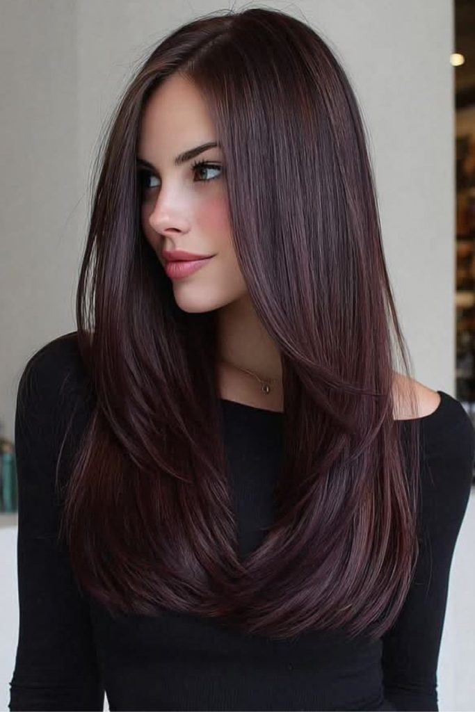 Black mahogany hair with deep red.
