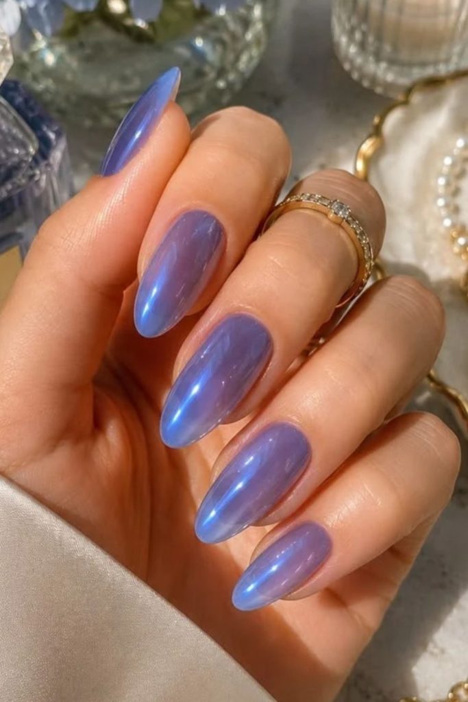 Bright blue raspberry jelly nails.