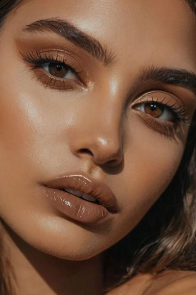 Bronze latte doe eye makeup.