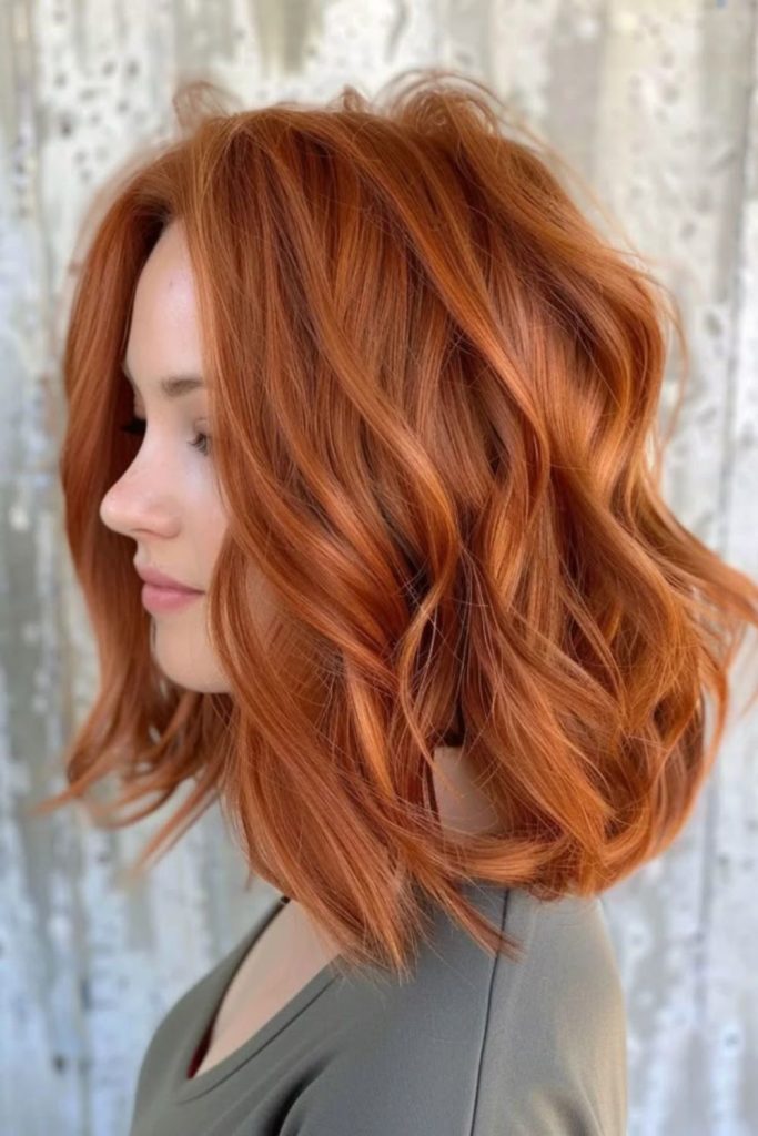 Burnt pumpkin copper hair shade