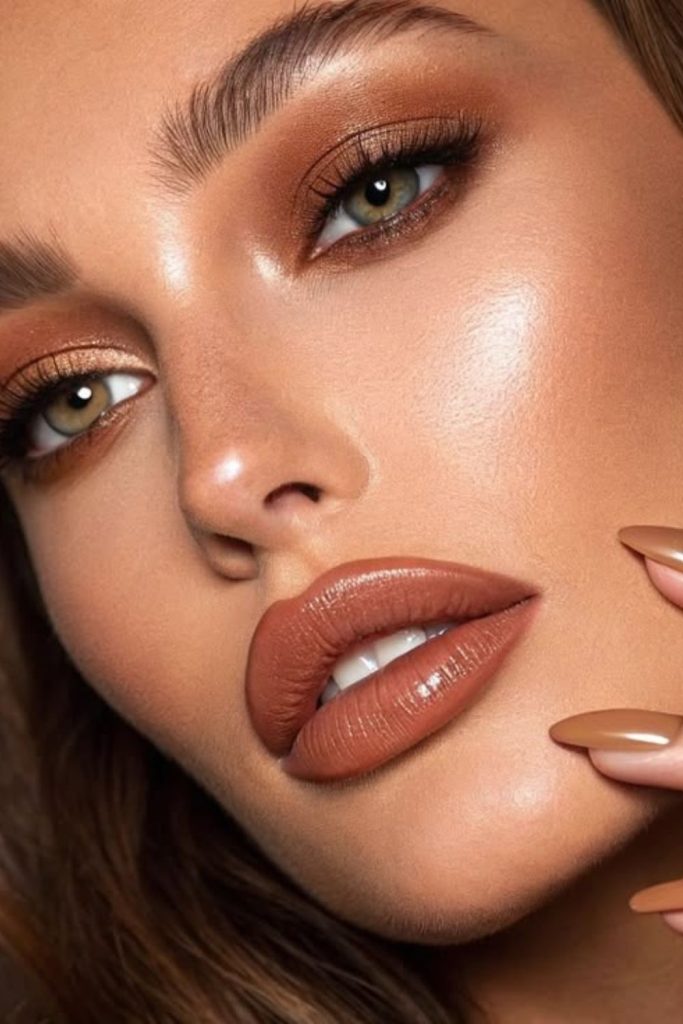 Caramel mocha radiant makeup look