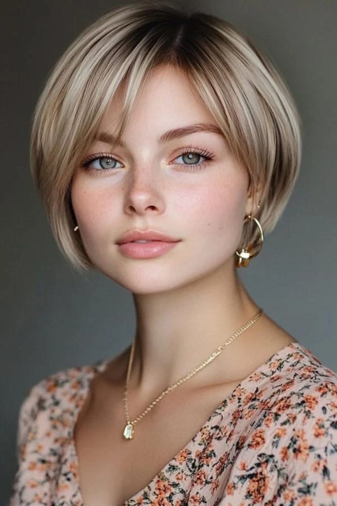 Caramel piecey pixie bob haircut.