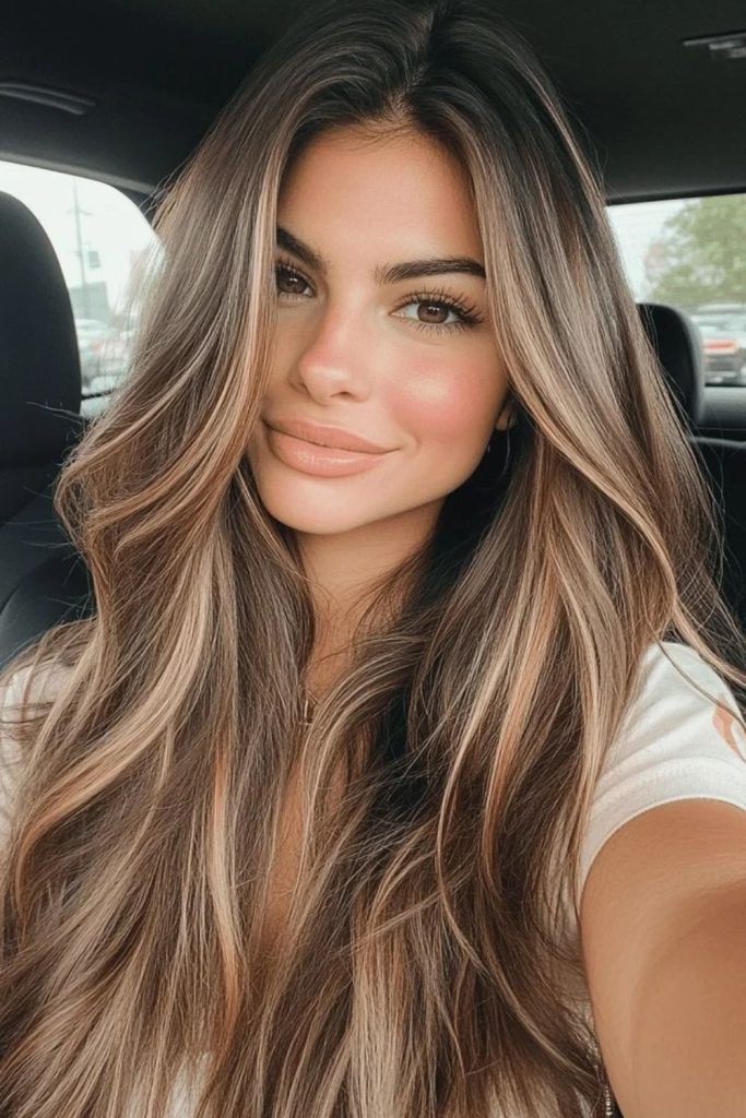 Chai latte hair with delicate babylights.