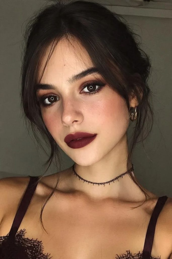 Cherry cocoa doe eye makeup.